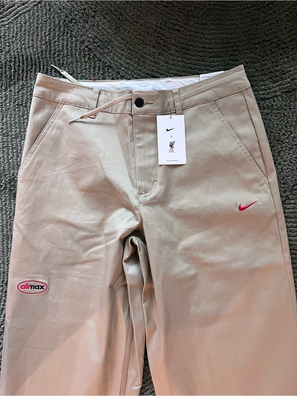 Nike Men's Khaki Chino Pants with red Swoosh